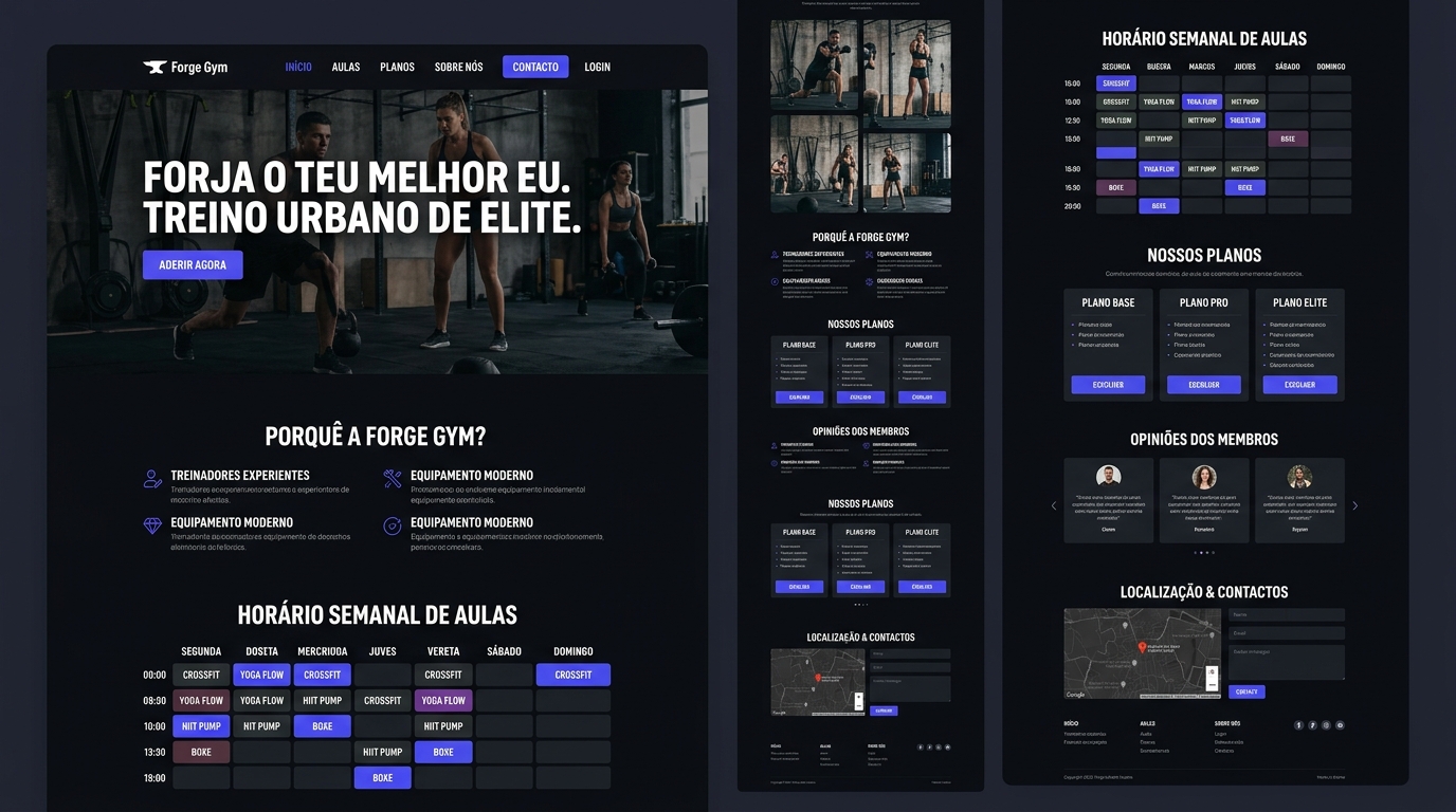 Website Forge Gym criado pela VAQRION