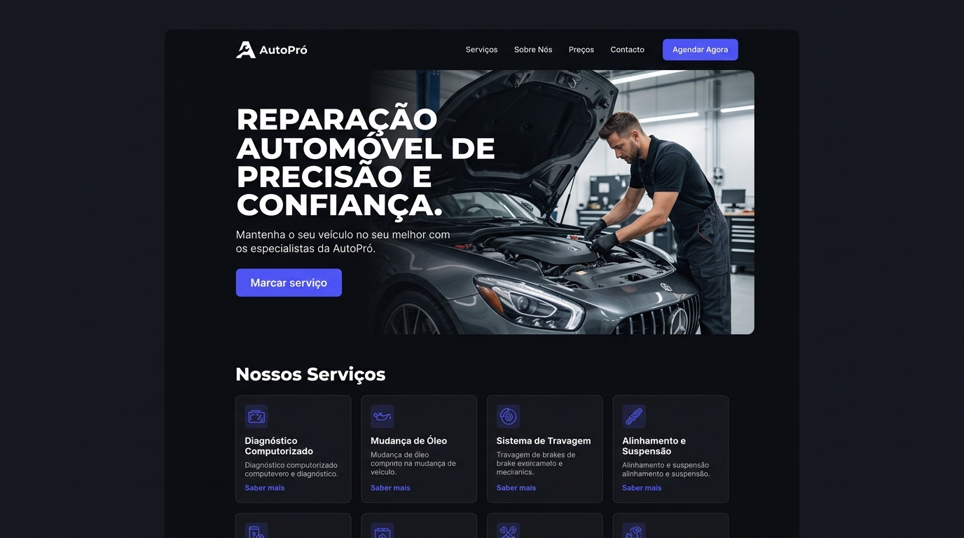 Website AutoPró Oficina criado pela VAQRION