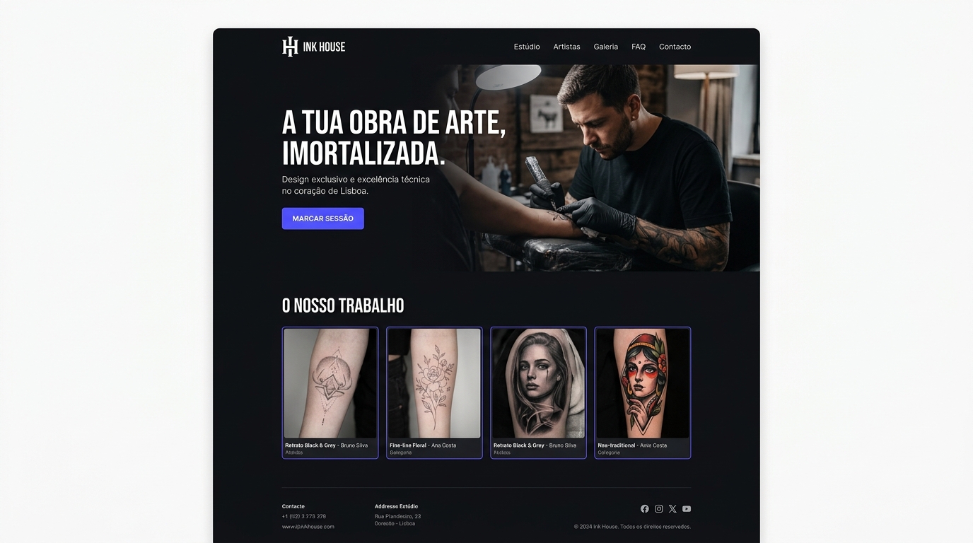 Website Ink House Studio criado pela VAQRION